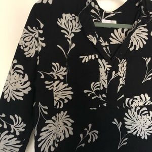 Black and cream leaf print blouse
